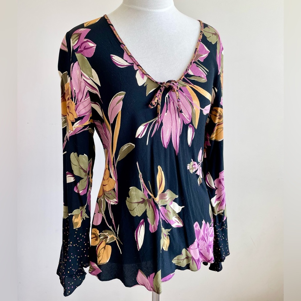Vintage Bias Cut Flutter Sleeve Floral Y2K Boho Top
